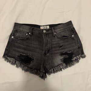 Free People Black Denim Shorts